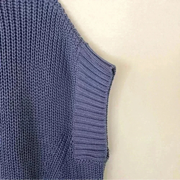 Pure Handknit 100% Cotton Loose Knit Sleeveless Oversize Zip Cardigan Size M/L - Picture 9 of 13